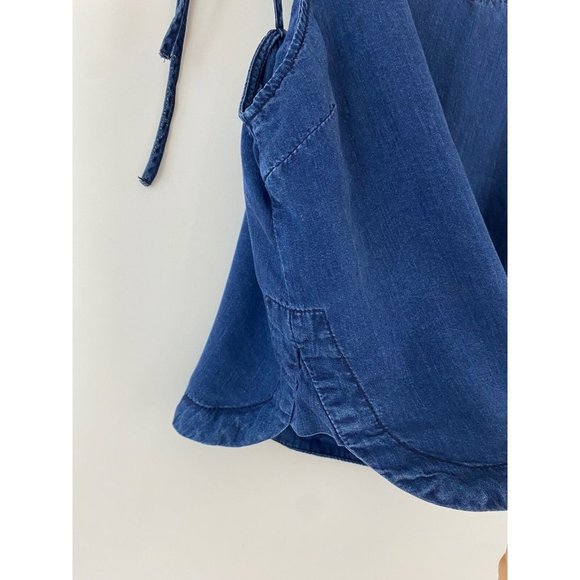 Chelsea & Violet Blue Chambray Sleeveless Lyocell Top‎ with ties at Shoul… - Picture 3 of 11